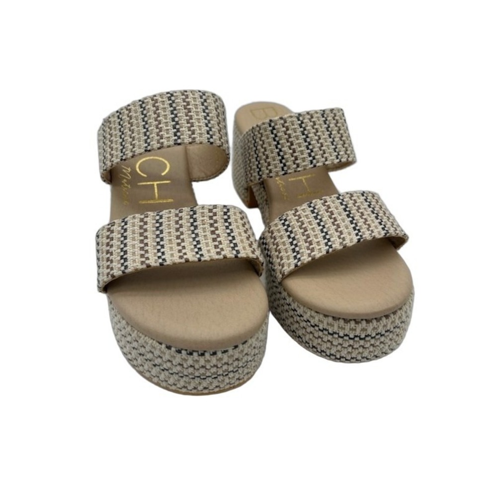 Matisse Beach Platform Sandals Women's Size 8 M Tan Woven Double Strap Chunky